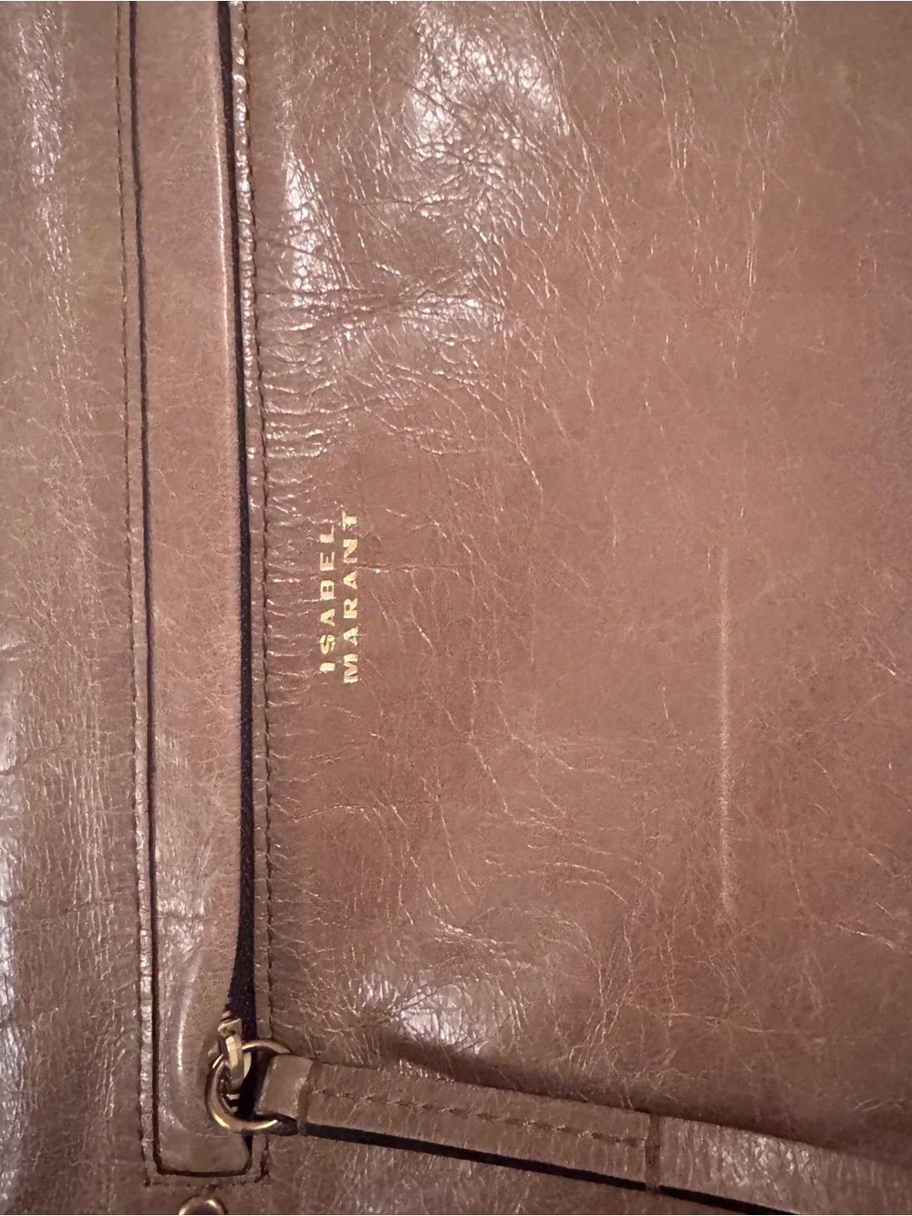 Isabel Marant Taupe Shiny Leather Crossbody with Branded Strap - Picture 6 of 9
